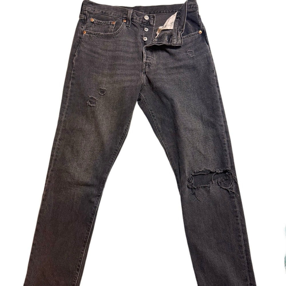 Levi's Women's Premium 501 S High Rise Distressed Jeans Skater Goth Black Sz 30